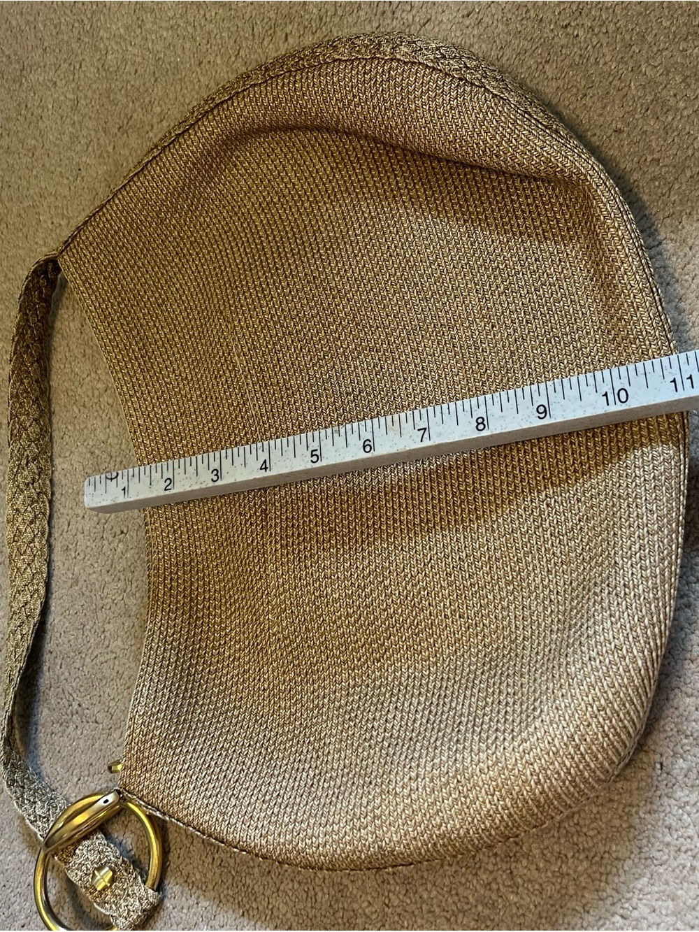 Eric Javits Tan Gold Woven Shoulder Bag